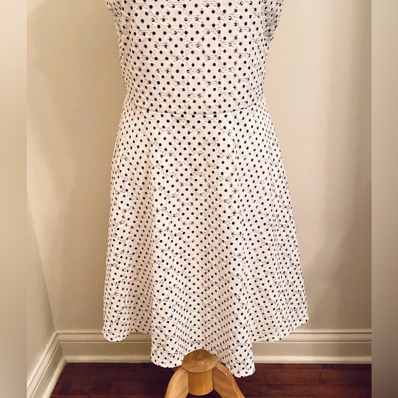 Ronni & Nicole White Black Polka Dot 12 Retro Classic Wedding Fit & Flare Dress - Picture 3 of 13